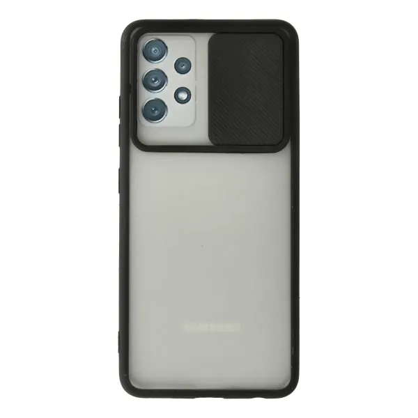 Samsung Galaxy A72 Kılıf Palm Buzlu Kamera Sürgülü Silikon - Siyah