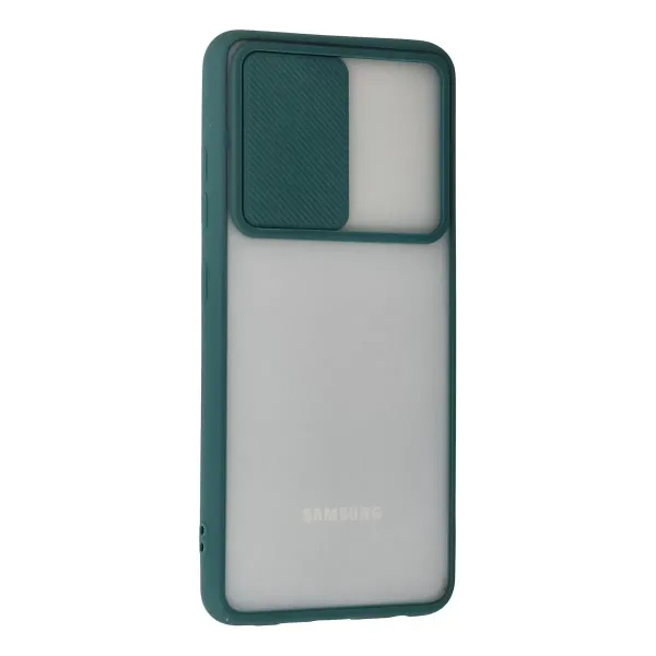 Samsung Galaxy A72 Kılıf Palm Buzlu Kamera Sürgülü Silikon - Yeşil
