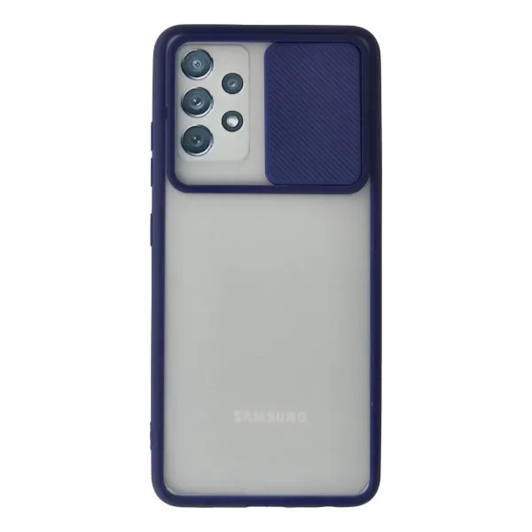 Samsung Galaxy A72 Kılıf Palm Buzlu Kamera Sürgülü Silikon - Lacivert