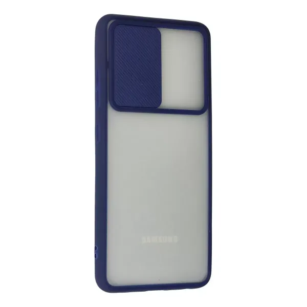 Samsung Galaxy A72 Kılıf Palm Buzlu Kamera Sürgülü Silikon - Lacivert