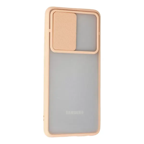 Samsung Galaxy A72 Kılıf Palm Buzlu Kamera Sürgülü Silikon - Pembe