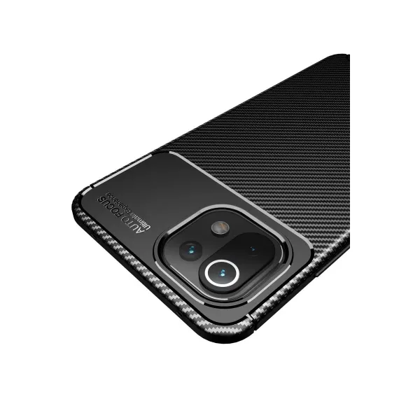 Xiaomi Mi 11 Lite Kılıf Auto Focus Karbon Kapak - Kahverengi