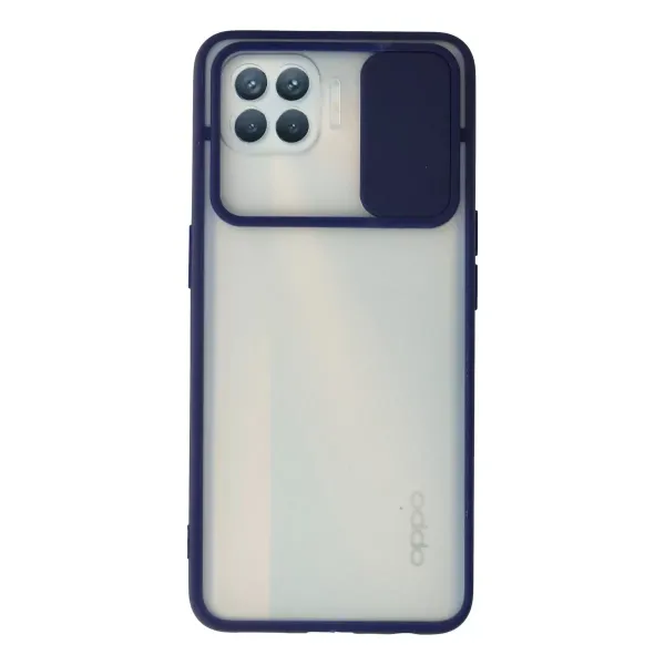 Oppo Reno 4 Lite Kılıf Palm Buzlu Kamera Sürgülü Silikon - Lacivert