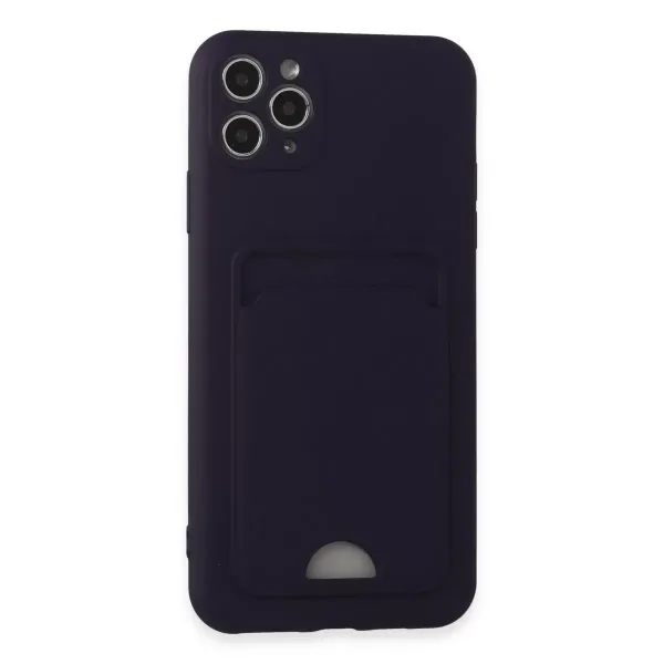 Apple İphone 11 Pro Max Kılıf Kelvin Kartvizitli Silikon - Derin Mor