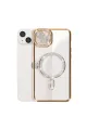 Apple İphone 15 Kılıf Joke Simli Magneticsafe Kılıf - Gold