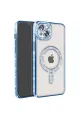 Apple İphone 15 Kılıf Joke Simli Magneticsafe Kılıf - Mavi