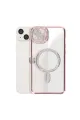Apple İphone 15 Kılıf Joke Simli Magneticsafe Kılıf - Pembe