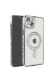 Apple İphone 15 Kılıf Joke Simli Magneticsafe Kılıf - Gümüş