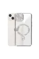 Apple İphone 15 Kılıf Joke Simli Magneticsafe Kılıf - Gümüş