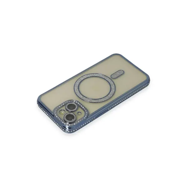 Apple İphone 15 Kılıf Joke Simli Magneticsafe Kılıf - Lacivert