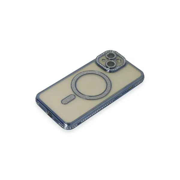 Apple İphone 15 Kılıf Joke Simli Magneticsafe Kılıf - Lacivert