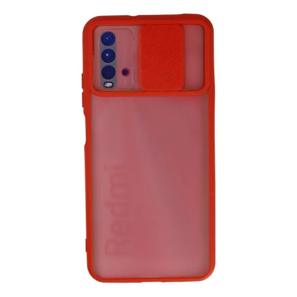 Xiaomi Redmi 9t Kılıf Palm Buzlu Kamera Sürgülü Silikon - Kırmızı