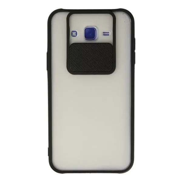 Samsung Galaxy J7 Kılıf Palm Buzlu Kamera Sürgülü Silikon - Siyah