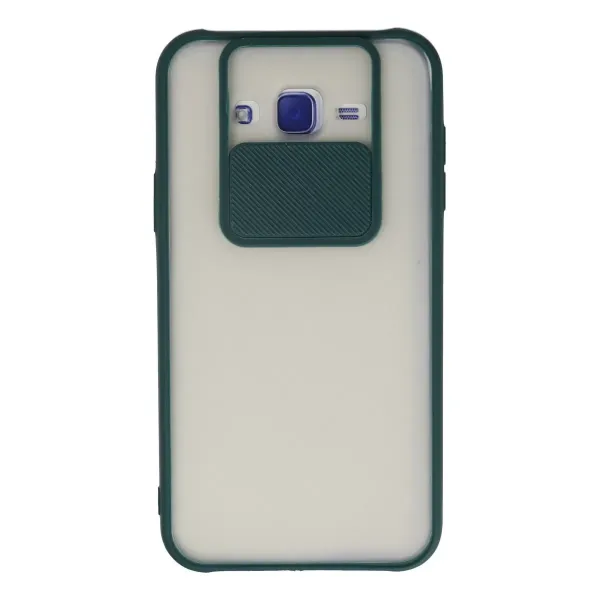 Samsung Galaxy J7 Kılıf Palm Buzlu Kamera Sürgülü Silikon - Yeşil