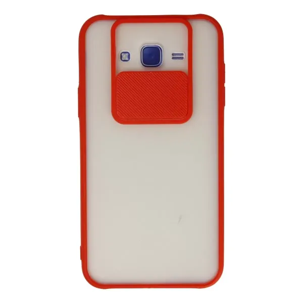 Samsung Galaxy J7 Kılıf Palm Buzlu Kamera Sürgülü Silikon - Kırmızı
