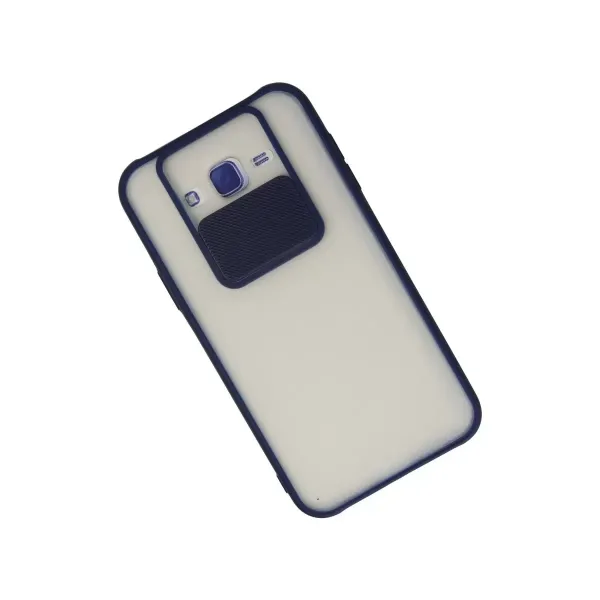 Samsung Galaxy J7 Kılıf Palm Buzlu Kamera Sürgülü Silikon - Lacivert