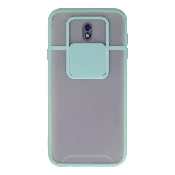 Samsung Galaxy J7 Pro / J730 Kılıf Palm Buzlu Kamera Sürgülü Silikon - Turkuaz