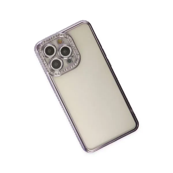 Apple İphone 14 Pro Kılıf Joke Taşlı Silikon - Mor