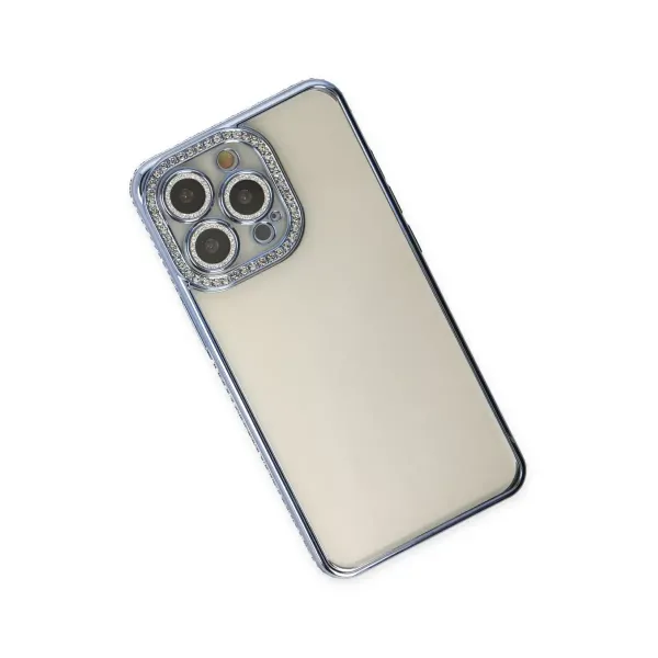 Apple İphone 14 Pro Kılıf Joke Taşlı Silikon - Mavi