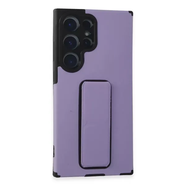 Samsung Galaxy S23 Ultra Kılıf Mega Standlı Silikon - Lila