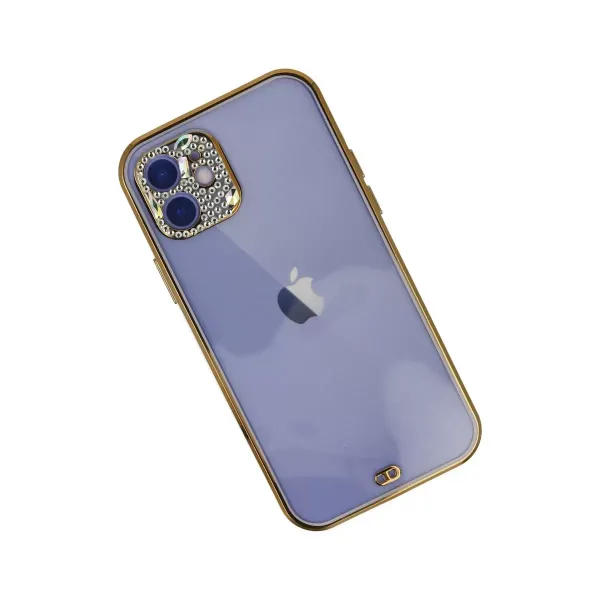 Apple İphone 12 Kılıf Liva Taşlı Silikon - Mor