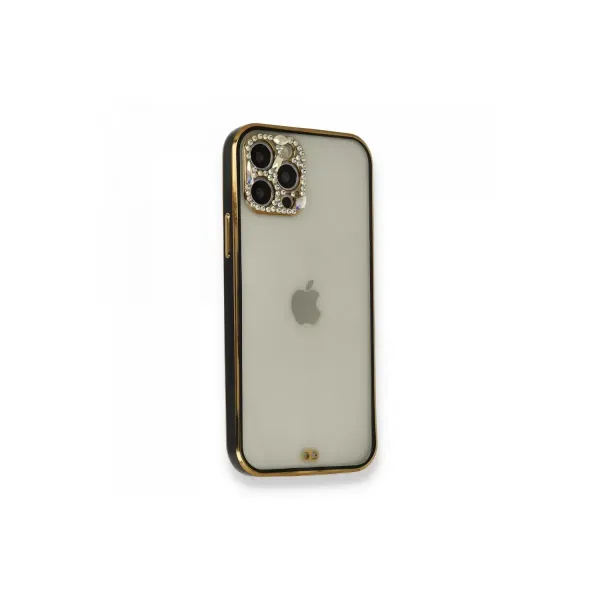 Apple İphone 12 Pro Kılıf Liva Taşlı Silikon - Siyah