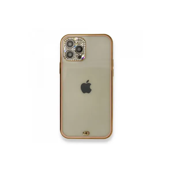 Apple İphone 12 Pro Kılıf Liva Taşlı Silikon - Pembe