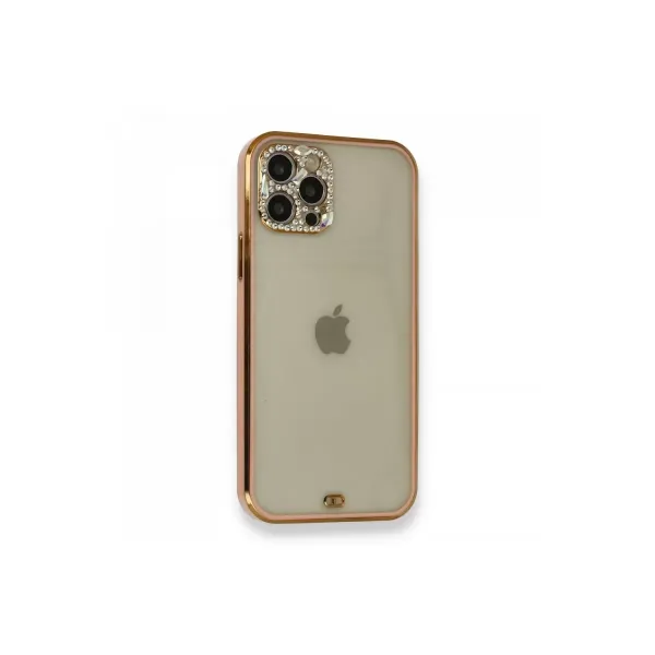 Apple İphone 12 Pro Kılıf Liva Taşlı Silikon - Pembe