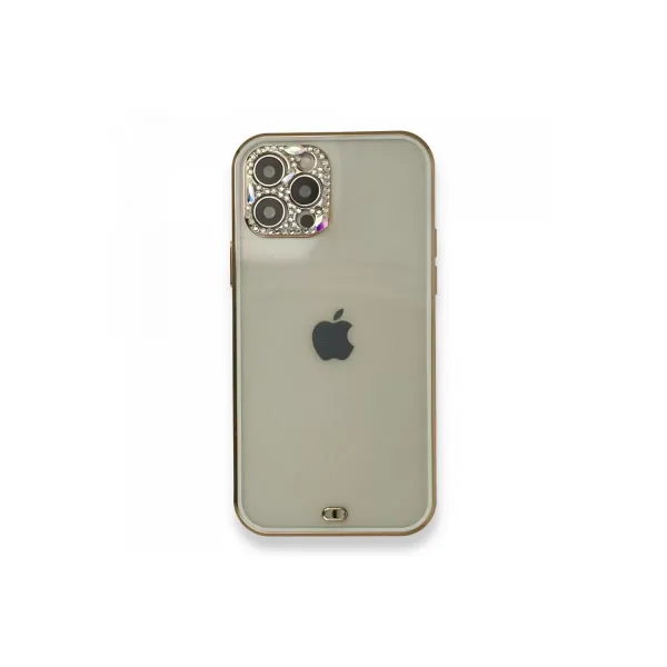 Apple İphone 12 Pro Kılıf Liva Taşlı Silikon - Beyaz