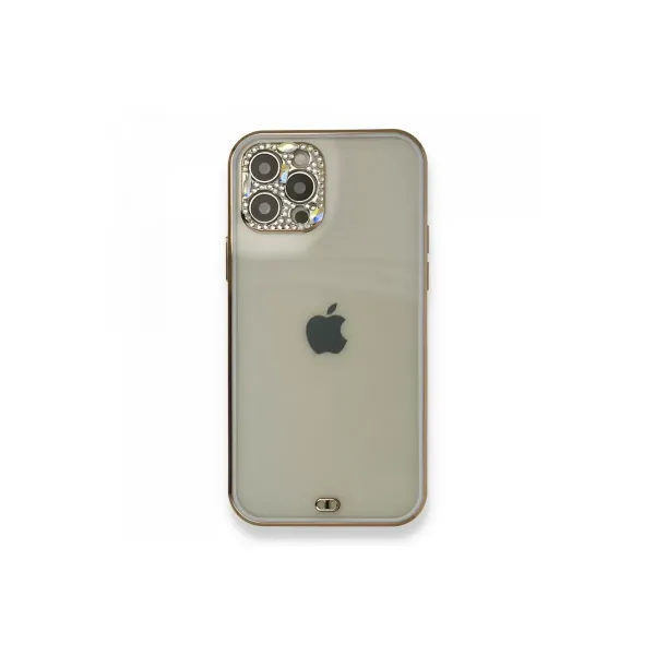 Apple İphone 12 Pro Kılıf Liva Taşlı Silikon - Mor