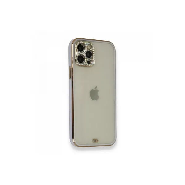 Apple İphone 12 Pro Kılıf Liva Taşlı Silikon - Mor