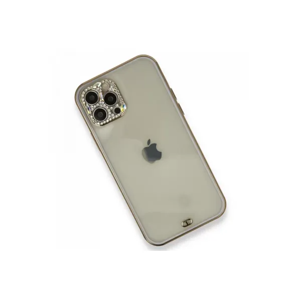 Apple İphone 12 Pro Kılıf Liva Taşlı Silikon - Mor