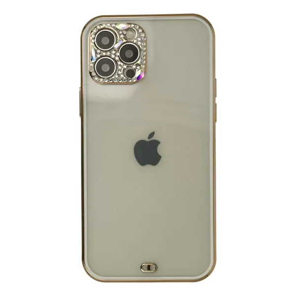 Apple İphone 12 Pro Max Kılıf Liva Taşlı Silikon - Beyaz