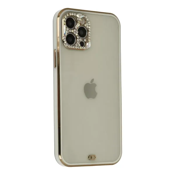 Apple İphone 12 Pro Max Kılıf Liva Taşlı Silikon - Beyaz
