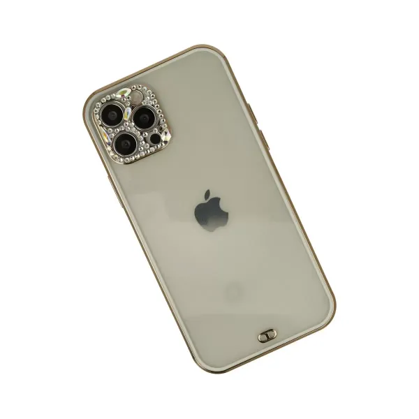 Apple İphone 12 Pro Max Kılıf Liva Taşlı Silikon - Beyaz