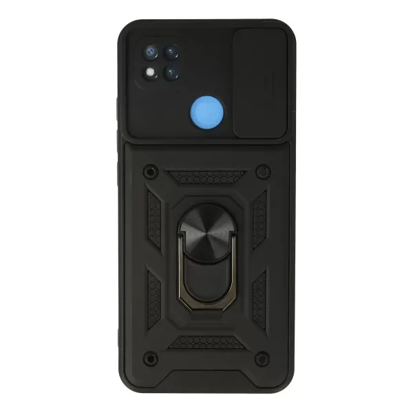 Xiaomi Redmi 9c Kılıf Pars Lens Yüzüklü Silikon - Siyah