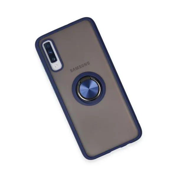 Samsung Galaxy A70 Kılıf Montreal Yüzüklü Silikon Kapak - Lacivert