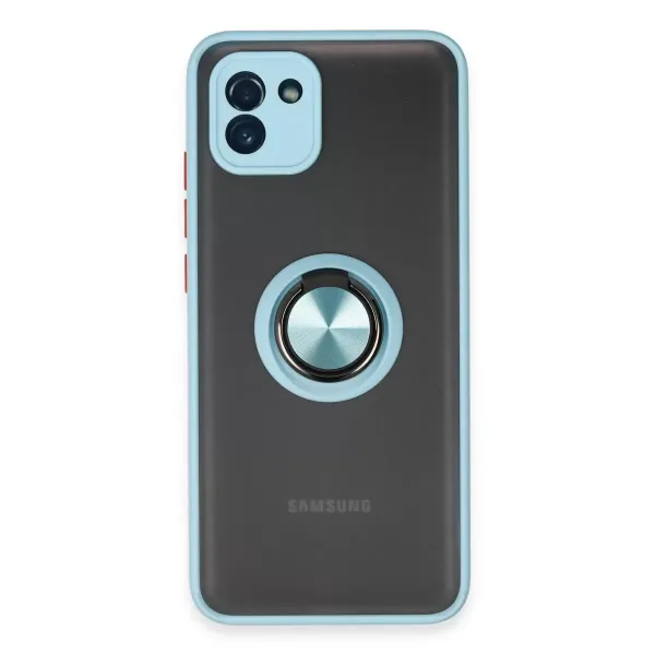 Samsung Galaxy A03 Kılıf Montreal Yüzüklü Silikon Kapak - Buz Mavi