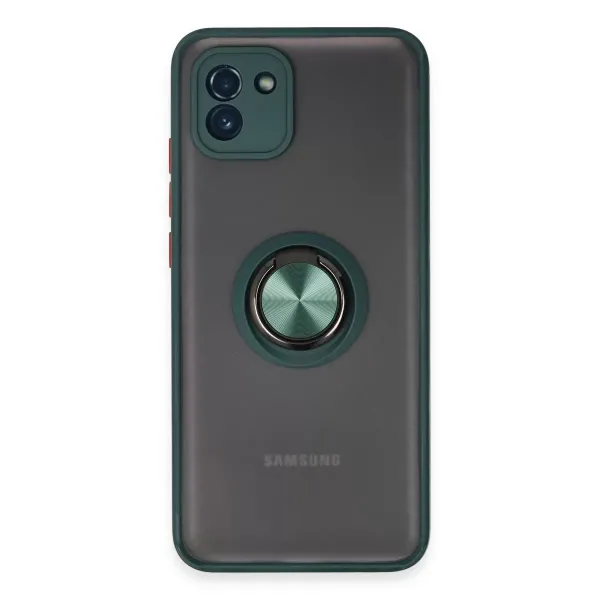 Samsung Galaxy A03 Kılıf Montreal Yüzüklü Silikon Kapak - Yeşil