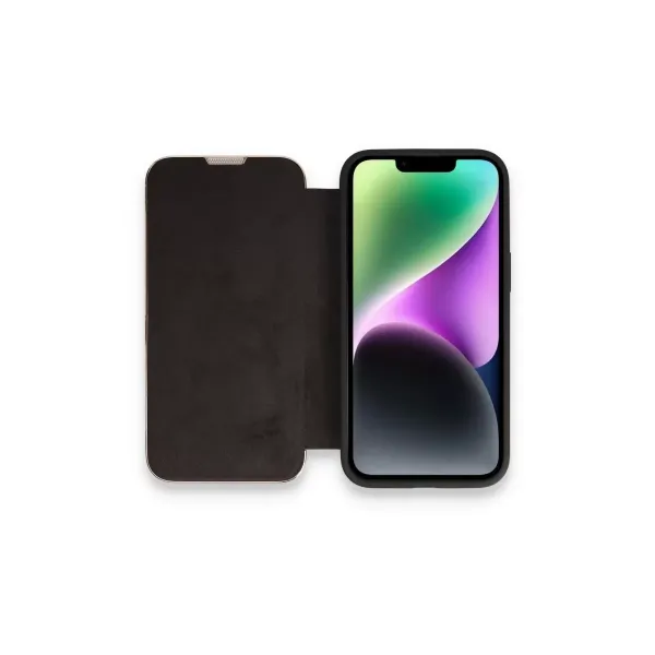 Apple İphone 13 Pro Max Kılıf Dolpin Kapaklı - Siyah