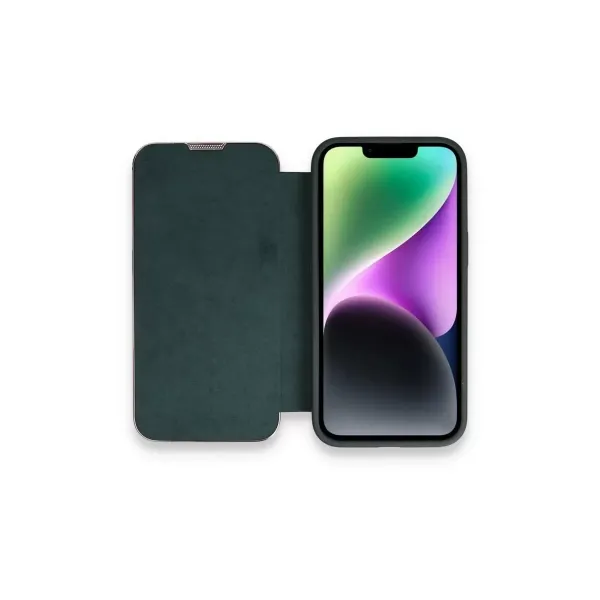 Apple İphone 13 Pro Kılıf Dolpin Kapaklı - Koyu Yeşil