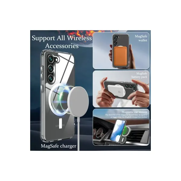 Samsung Galaxy S23 Kılıf Magneticsafe Şeffaf Silikon - Şeffaf