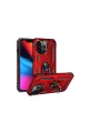 Apple İphone 13 Pro Max Kılıf Sofya Yüzüklü Silikon Kapak - Kırmızı