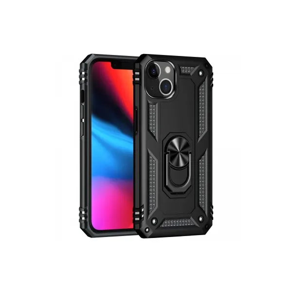 Apple İphone 13 Kılıf Sofya Yüzüklü Silikon Kapak - Siyah