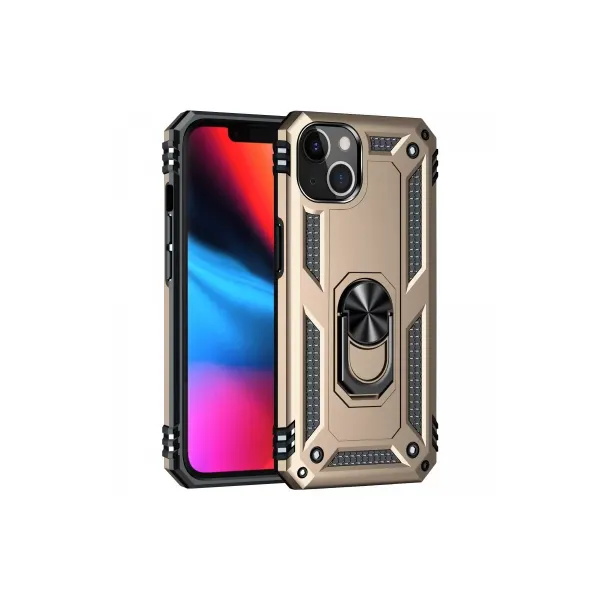 Apple İphone 13 Kılıf Sofya Yüzüklü Silikon Kapak - Gold