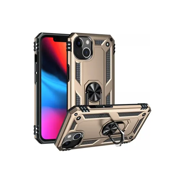 Apple İphone 13 Kılıf Sofya Yüzüklü Silikon Kapak - Gold