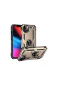 Apple İphone 13 Kılıf Sofya Yüzüklü Silikon Kapak - Gold