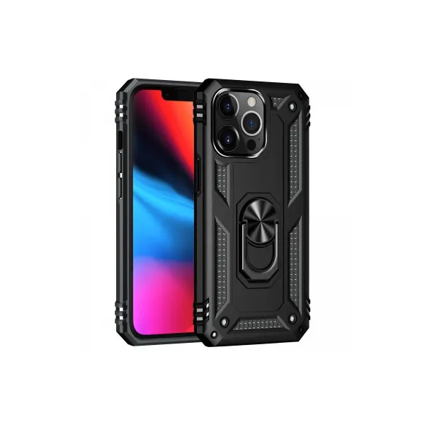 Apple İphone 13 Pro Kılıf Sofya Yüzüklü Silikon Kapak - Siyah