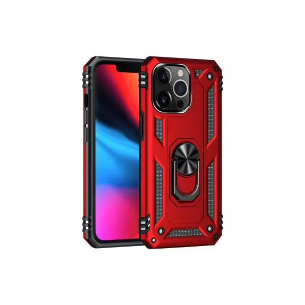 Apple İphone 13 Pro Kılıf Sofya Yüzüklü Silikon Kapak - Kırmızı