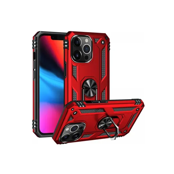 Apple İphone 13 Pro Kılıf Sofya Yüzüklü Silikon Kapak - Kırmızı
